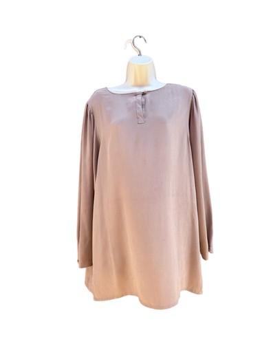 Camicia a tunica vintage anni '80 Christian Dior marrone massello manica lunga taglia L