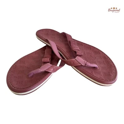 Sandálias chinelo Louis Vuitton rosa monograma borracha em relevo autêntica 37,5/7,5 - Imagem 1 de 4