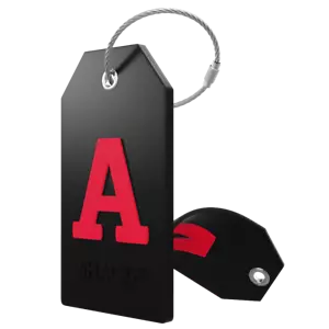 Initial Luggage Tag with Full Privacy Cover and Stainless Steel Loop (Black) - Picture 1 of 90
