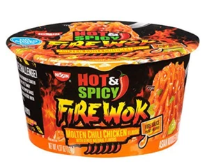 Hot & Spicy Fire Wok Molten Chili Chicken Flavor Noodles 6 Pack Of Bowls Nissin - Picture 1 of 5