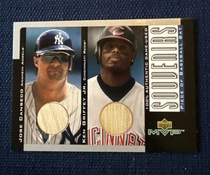 KEN GRIFFEY JR JOSE CANSECO 2001 UPPER DECK MVP SOUVENIRS DUAL GAME USED BAT BSP - Picture 1 of 2