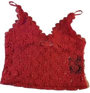 Neu ohne Etikett H&M Häkel-Crop-Top Hot Pink Small - Bild 1 von 6