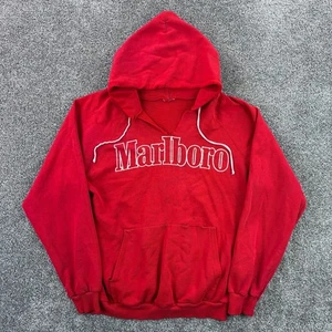 Felpa con cappuccio uomo Marlboro vintage anni 80 grande rossa maglione raglan - Foto 1 di 7