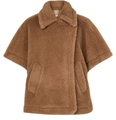 MAX MARA Tebe Teddy Brown Fuzzy Cape Jacket New & Authentic - Image 1 of 2