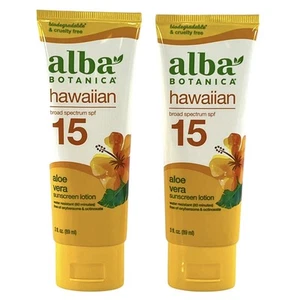 Loción protectora solar Alba Botanica Hawaiiin FPS 15 aloe vera 3 oz (lote de 2) - Imagen 1 de 10