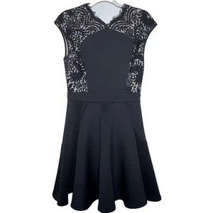 Ted Baker Little Black Dress Women's 2 Vivance Lace Top Neoprene Fit & Flare - Picture 1 of 7