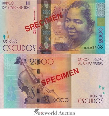 CAPE VERDE CABO VERDE 2000 Escudos 2024/2025 P 74 SPECIMEN UNC - Image 1 of 3