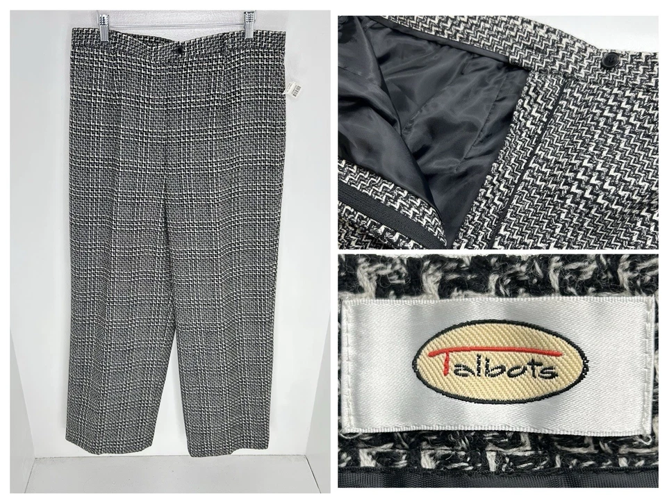 Talbots NWT Tweed Wool Wide Leg Trouser Pants Size 16 High Waisted Lined 33x31 - Image 1 of 4