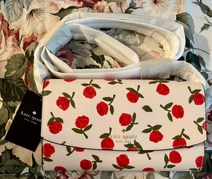 $249 Kate Spade DANA Small Floral Crossbody Bag Festive Rose White/Red, NWT - Picture 1 of 7