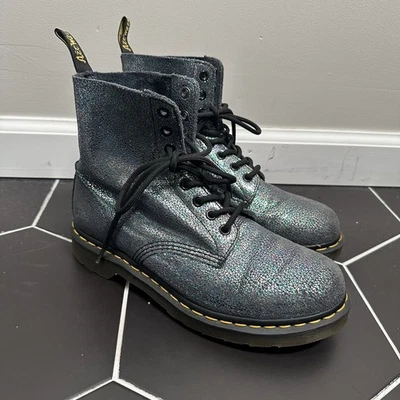 Botas Dr. Martens Pascal Iridiscentes Crackleadas Para Mujer Talla US 9 Brillo Metálico Foto 1 de 4