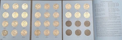 Walking Liberty Half Dollars 1937-1947 G-XF Whitman Folder Complete W/1938 D - Image 1 of 4