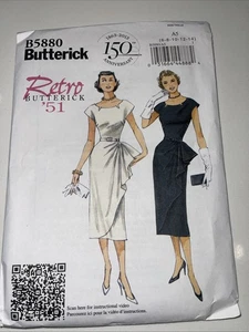 Butterick Schnittmuster 5880 Retro '51 gefüttert Kleid & Gürtel Muster 6-14 ungeschnitten - Bild 1 von 3