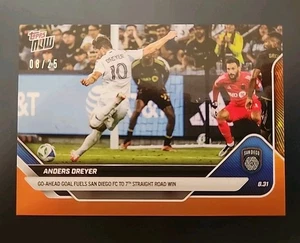 Anders Dreyer San Diego FC 2025 MLS Topps NOW Card 85 Orange Foil Parallel /25 - Bild 1 von 4