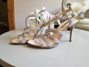 NEW INC Beautiful Evening Sandals, high heels  Champagne with Rhinestones 6.5  - Picture 1 of 8