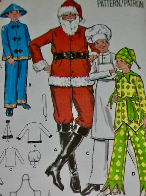 Vintage BUTTERICK PATTERN #5103 SANTA CHINESE CHEF JESTER Costumes (Size 40)  - Image 1 of 4