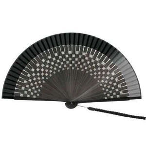 Japanese Folding Fan Ichimatsu Checkerboard Design Sensu With Carrying Case - Picture 1 of 2