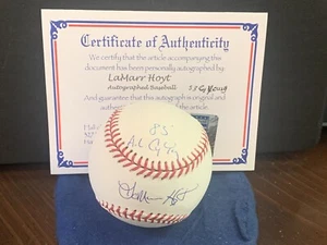 Baseball LaMarr Hoyt 83 AL Cy Young Auto Rawlings con certificato di autenticità Chicago White Sox - Foto 1 di 4