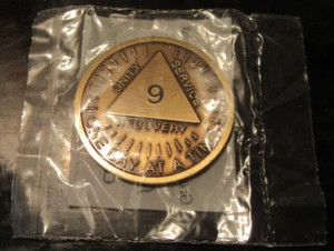 Anonyme Alkoholiker AA 9 Jahre Sonnenschein Bronze Medaillon Medaille Chip nüchtern - Bild 1 von 11