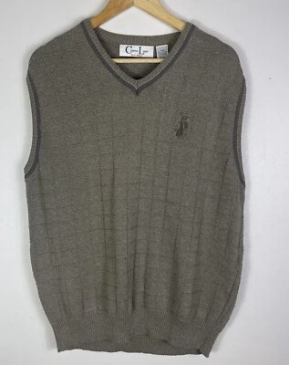 Chaleco Suéter Para Hombres Vintage Cuello en V Grande Algodón Y2K Años 90 Preppy Exterior Golf Foto 1 de 4