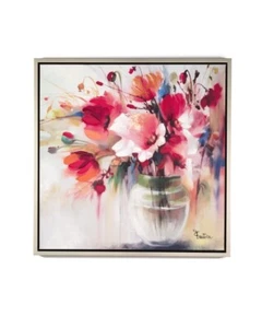 Fantin Silber Gemälde mit Rahmen BLUMENVASE 80x80 handbemalt Art. 4015 - Bild 1 von 6