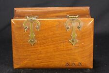 Vintage Walnut Keepsake Box Lid & Drawer With Fantastic Copper Hinges 3 Triangle