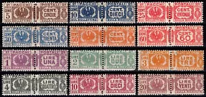 REGNO 1927/1932 - Due sezioni, fascio littorio PACCHI POSTALI (12 val. MNH**) - Foto 1 di 2