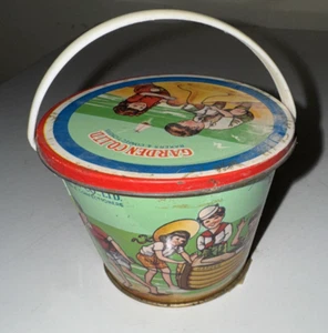 VTG Advertising Tin Pail GARDEN CO., LTD. Bakers & Confectioners Children Boat - Picture 1 of 8