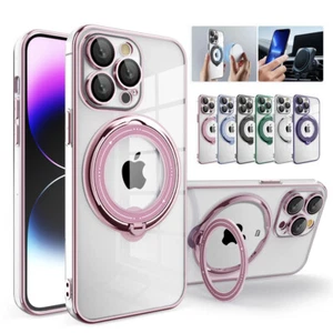 For Apple iPhone 15 Pro Max Kickstand Ring Cover Magnet Magsafe Plating TPU Case - Bild 1 von 16