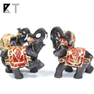 KT Set de 4 Feng Shui Negro Tailandés Elefante Estatuilla de la Suerte Regalo Decoración - Imagen 1 de 5