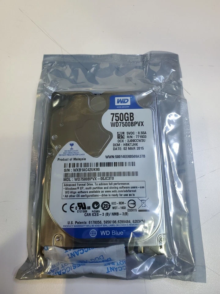 WD7500BPVX Western Digital 750GB SATA 2.5" Hard Drive 5400 rpm WD - Image 1 of 1