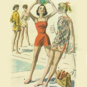 50s Pattern, Swimsuit, Beach Robe & Play-Suit - Bust=36" (91.4 cm) - Picture 1 of 1
