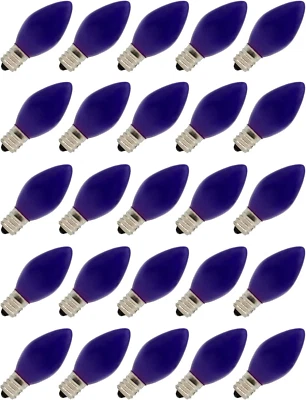 Pack of 25 C7 LED Purple Replacement Light Bulbs, 0.7W Ceramic LED Vintage Light - Image 1 of 4