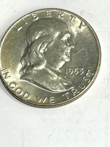 1953-D Wahl Stempelglanz Franklin Silber Half Dollar - Bild 1 von 2