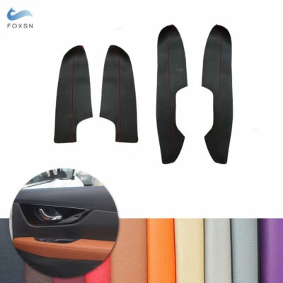 Cubierta de cuero para panel de reposabrazos de puerta 4*NEGRO+Red Line para Nissan X-Trail Rogue 14-18 Foto 1 de 4