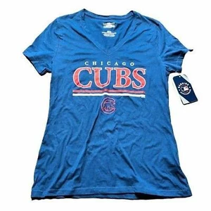 Chicago Cubs T-Shirt Womens Small Short Sleeve V-Neck Team Apparel MLB Baseball - Picture 1 of 5