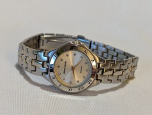 Vntg Pierre Cardin diamond watch womens stainless steel silver band roman bezel - Picture 1 of 20