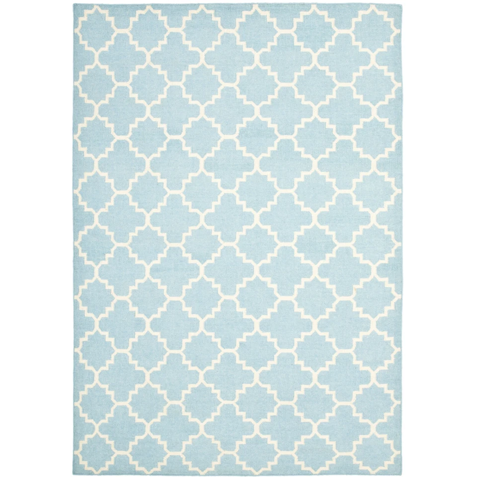 SAFAVIEH Dhurries DHU554B Light Blue / Ivory Rug - Image 1 of 4
