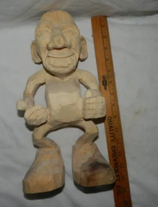 Hand carved 13" Wood figure Unpainted Ross Perot Figure - Picture 1 of 21