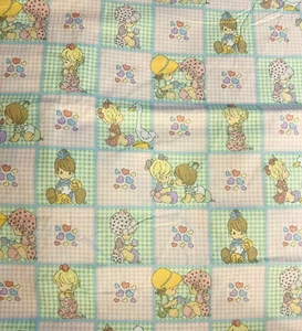 VTG `06 Precious Moments by Spectrix Gingham Pastel Cheater Quilt Babies BTFQ - Picture 1 of 8
