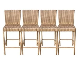 TKC Laguna Outdoor Wicker Bar Stools in Caramel (Set of 4) - Picture 1 of 2