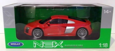 Welly 1/18 Scale Diecast 18052W - Audi R8 V10 - Red - Image 1 of 4