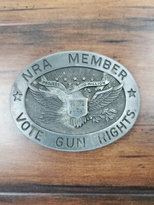Vtg 1980 NRA Belt Buckle Limited Edition Project Two Million Vote Gun Rights - Picture 1 of 3