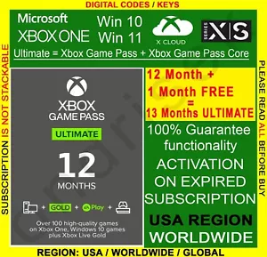 Xbox Game Pass Ultimate 12 Month + Game Pass Core | USA Region - Picture 1 of 11