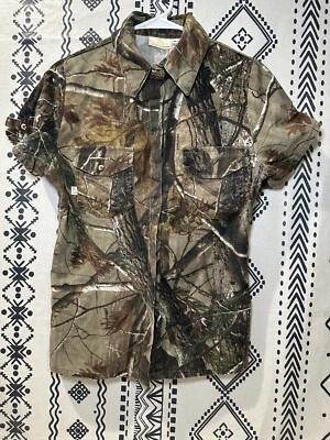 SHE Safari Outdoor REALTREE Camo Short Sleeve Button Down Shirt Size XSmall - Image 1 of 4