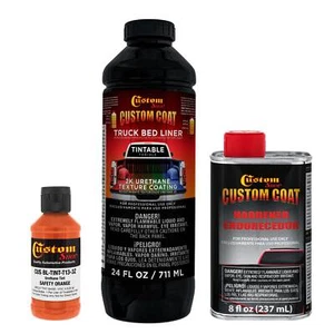 Custom Coat Safety Orange 1 Quart Urethane Spray-On Truck Bed Liner Kit Easy Mix - Picture 1 of 5