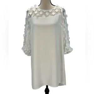 CeCe 3/4 Sheer 3D Flower Sleeve Mini Dress - Ivory - size Medium - Picture 1 of 10