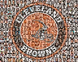 Cleveland Browns Photo Mosaic Featuring 100+ Top NFL Players, Free Cheat Sheet - Picture 1 of 8