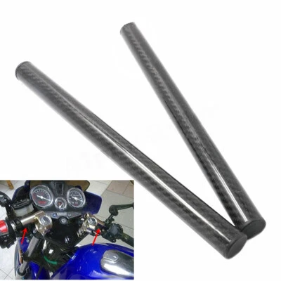 Universal Gloss Carbon Fiber 7/8" Race Motorcycle Handlebar Grip Clip On Tube 2x - Image 1 of 4