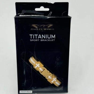 "Pulsera Eagles Wings Titanium Sport 7"" oro blanco cruz accesorios cristianos" Foto 1 de 4