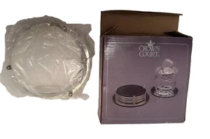 Nos CROWN COURT 6 PIECE SILVERPLATED COASTER SET W / Box - Picture 1 of 9